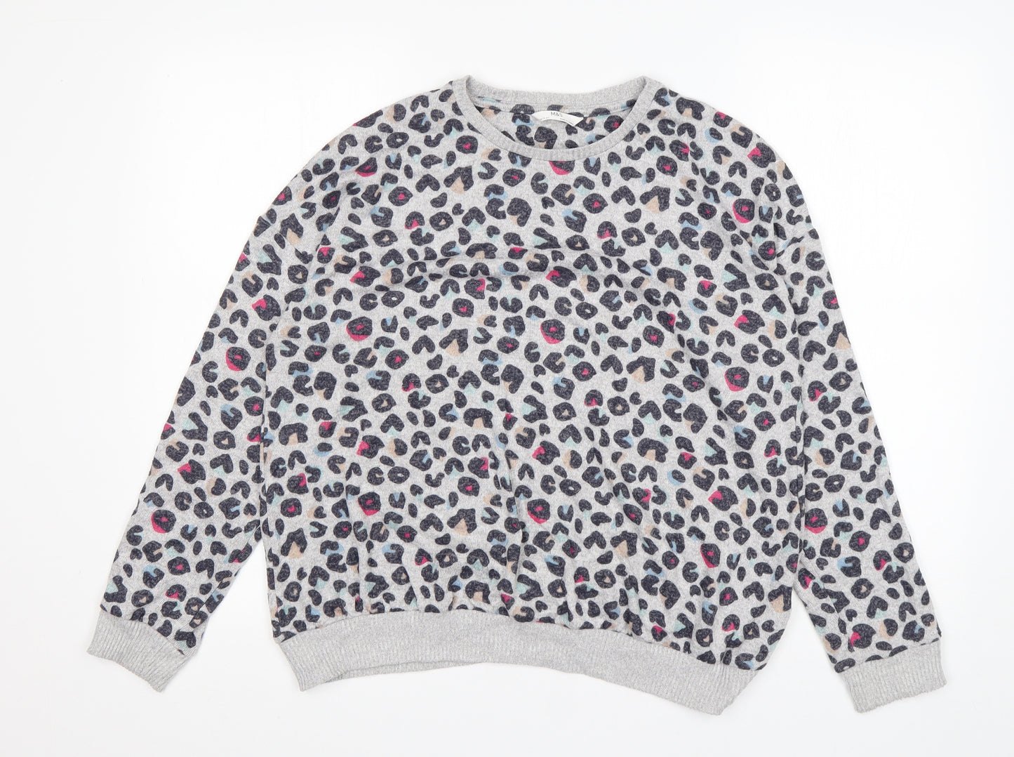 M&S Girls Multicoloured Round Neck Animal Print Viscose Pullover Jumper Size 14-15 Years
