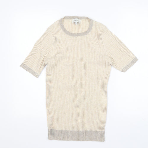NEXT Womens Beige Round Neck  Cotton Pullover Jumper Size 16