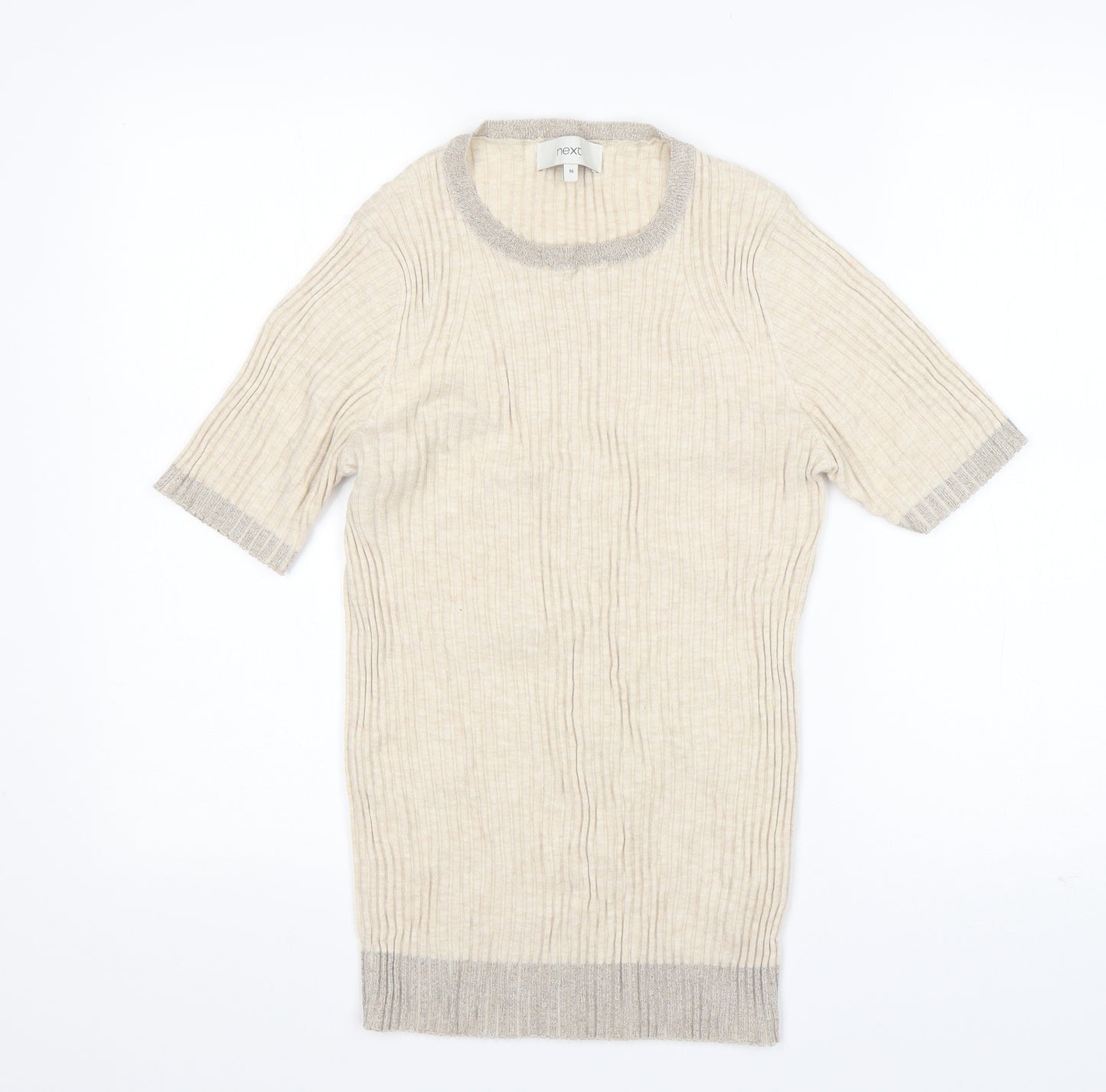 NEXT Womens Beige Round Neck  Cotton Pullover Jumper Size 16