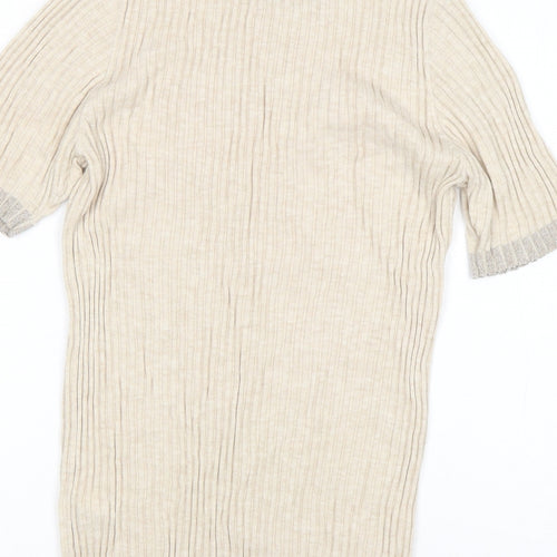 NEXT Womens Beige Round Neck  Cotton Pullover Jumper Size 16
