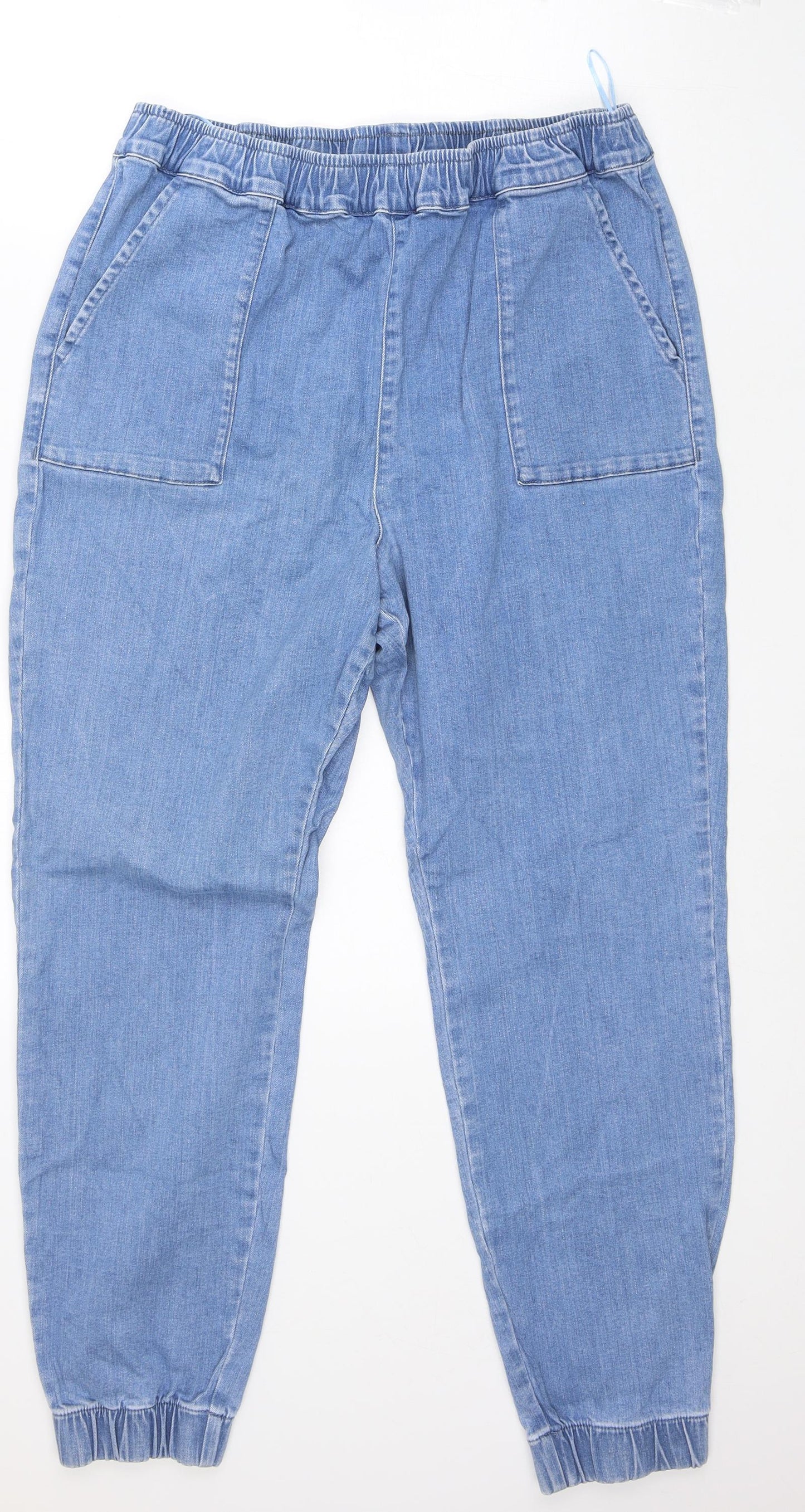 TU Womens Blue  Cotton Jogger Trousers Size 16 L26 in Regular