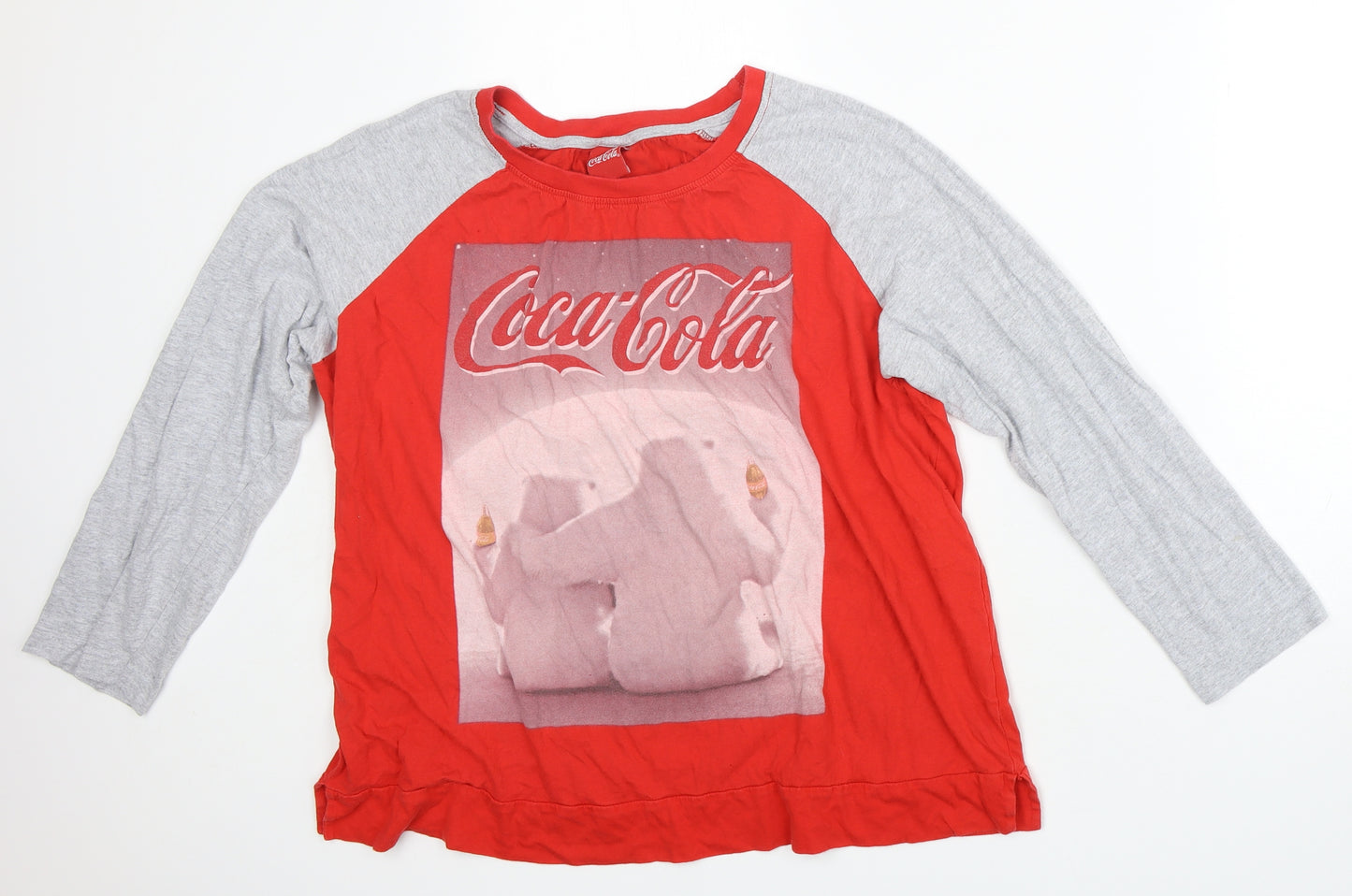 Coca-Cola Mens Red  Cotton  T-Shirt Size 16 Crew Neck  - bear