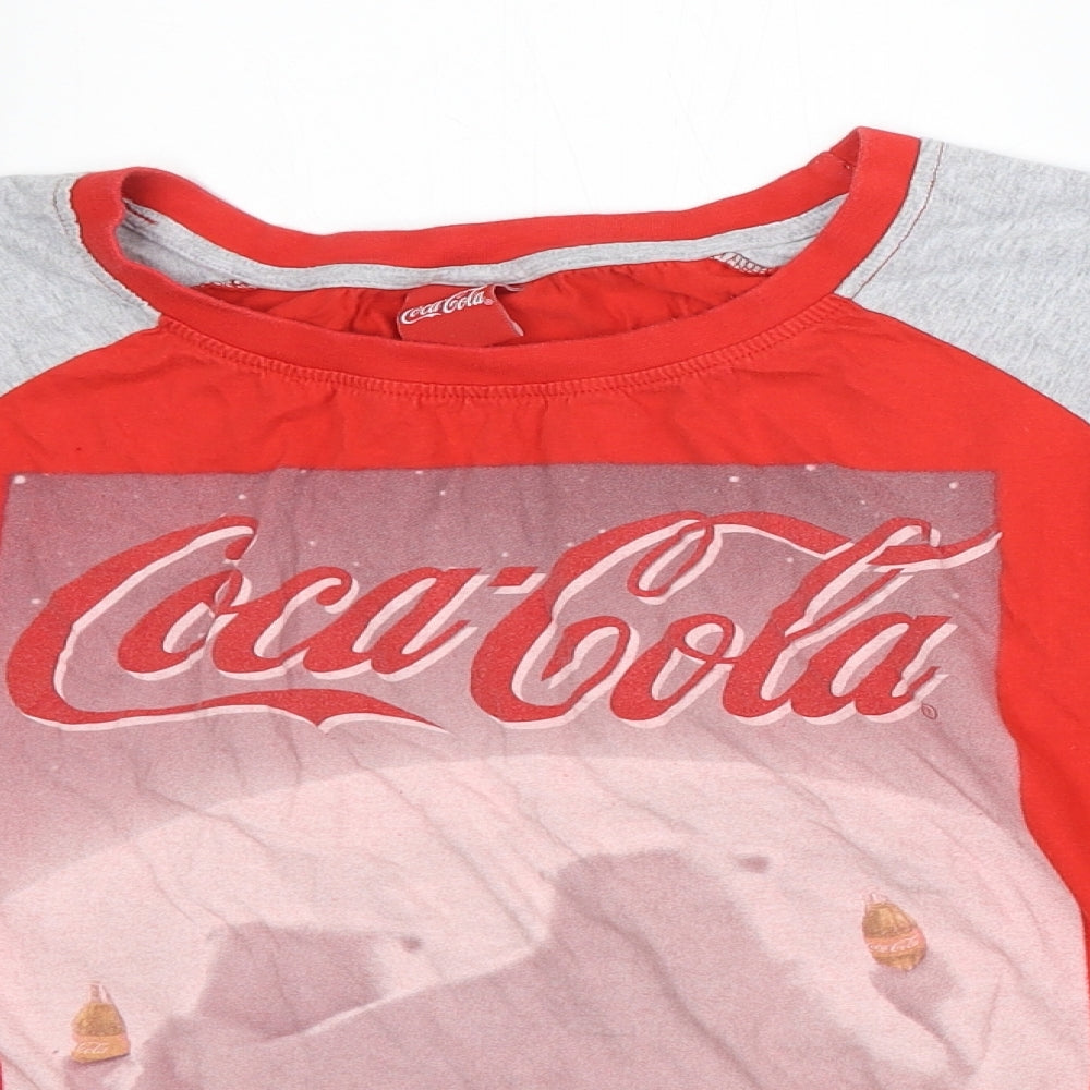 Coca-Cola Mens Red  Cotton  T-Shirt Size 16 Crew Neck  - bear