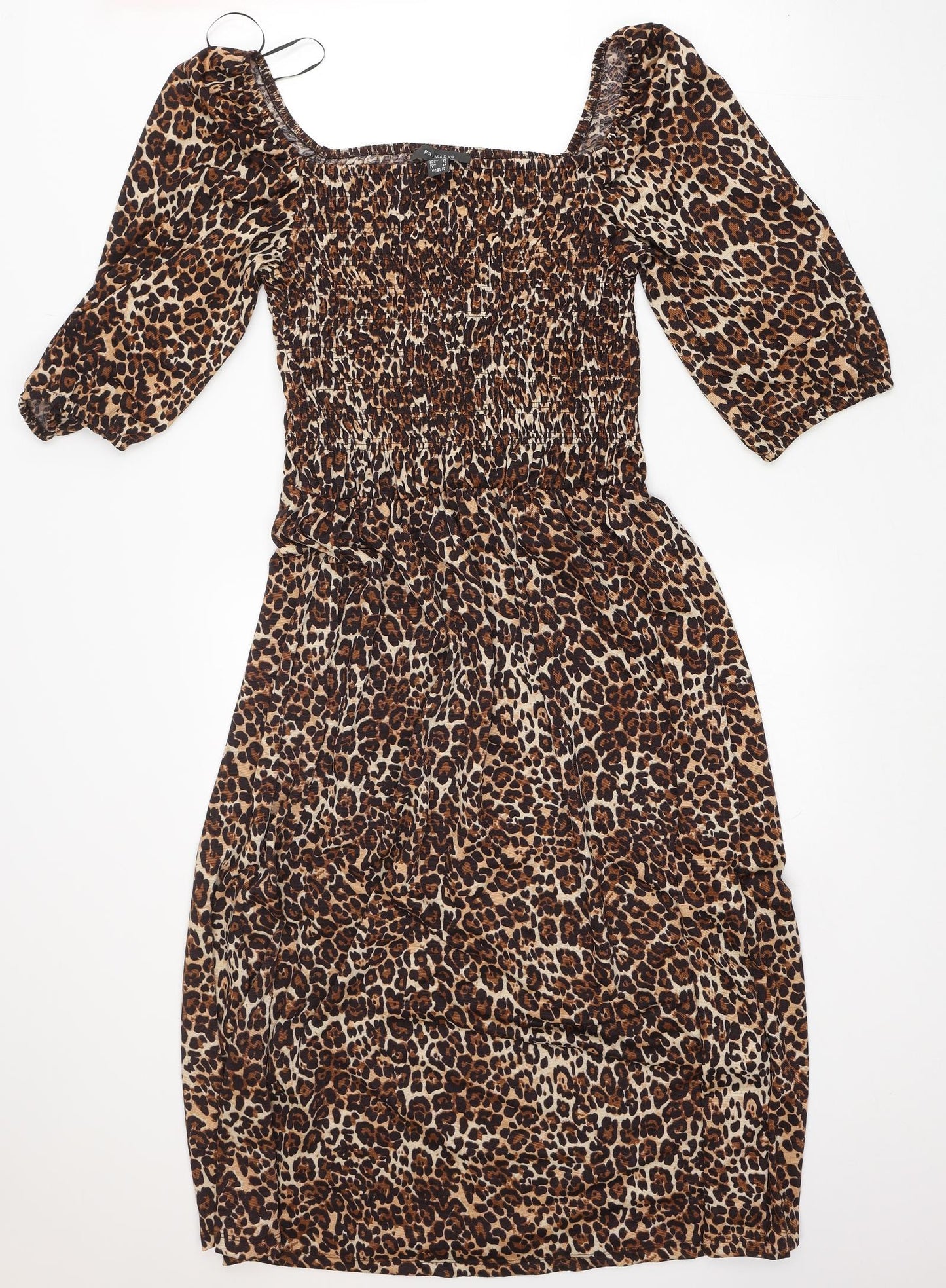 Primark Womens Multicoloured Animal Print Polyester A-Line  Size 12  Off the Shoulder