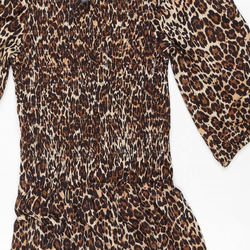 Primark Womens Multicoloured Animal Print Polyester A-Line  Size 12  Off the Shoulder