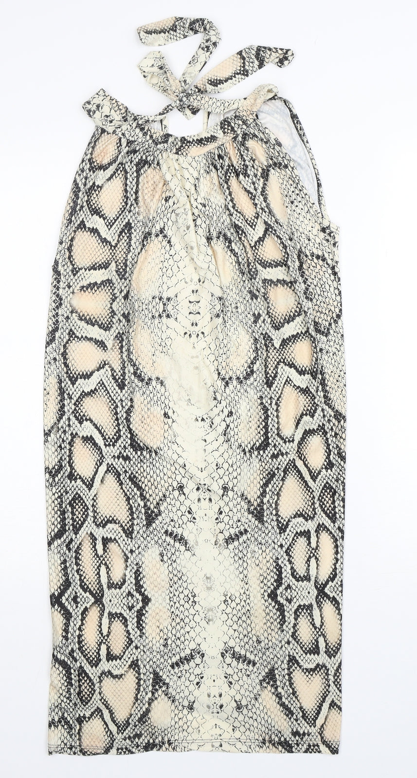 Preworn Womens Multicoloured Animal Print Polyester Pencil Dress  One Size  Halter  - soft, summer