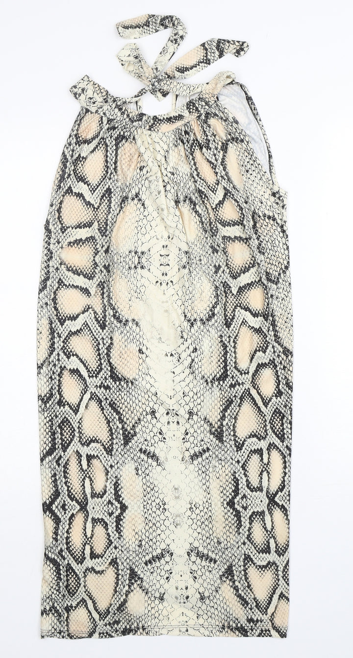Preworn Womens Multicoloured Animal Print Polyester Pencil Dress  One Size  Halter  - soft, summer