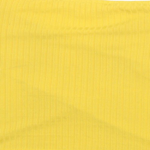 petites Womens Yellow  Polyester Cropped T-Shirt Size 10 Scoop Neck - Summer
