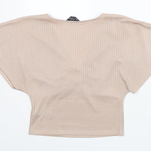 Miss Selfridge Womens Pink  Polyester Cropped T-Shirt Size 12 V-Neck - sexy