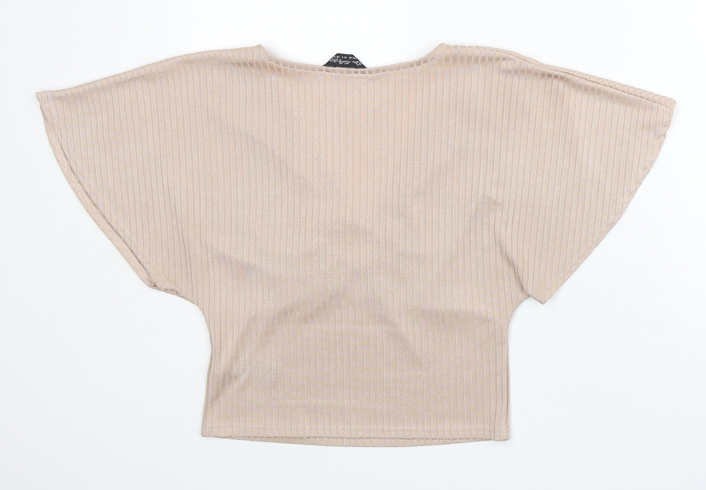 Miss Selfridge Womens Pink  Polyester Cropped T-Shirt Size 12 V-Neck - sexy