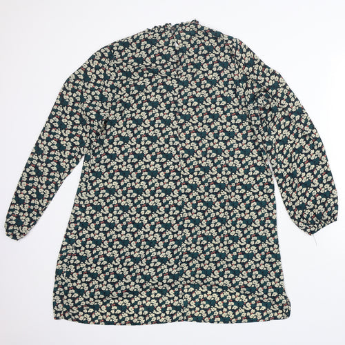 Atmosphere Womens Green Floral Polyester A-Line  Size 16  Round Neck Button