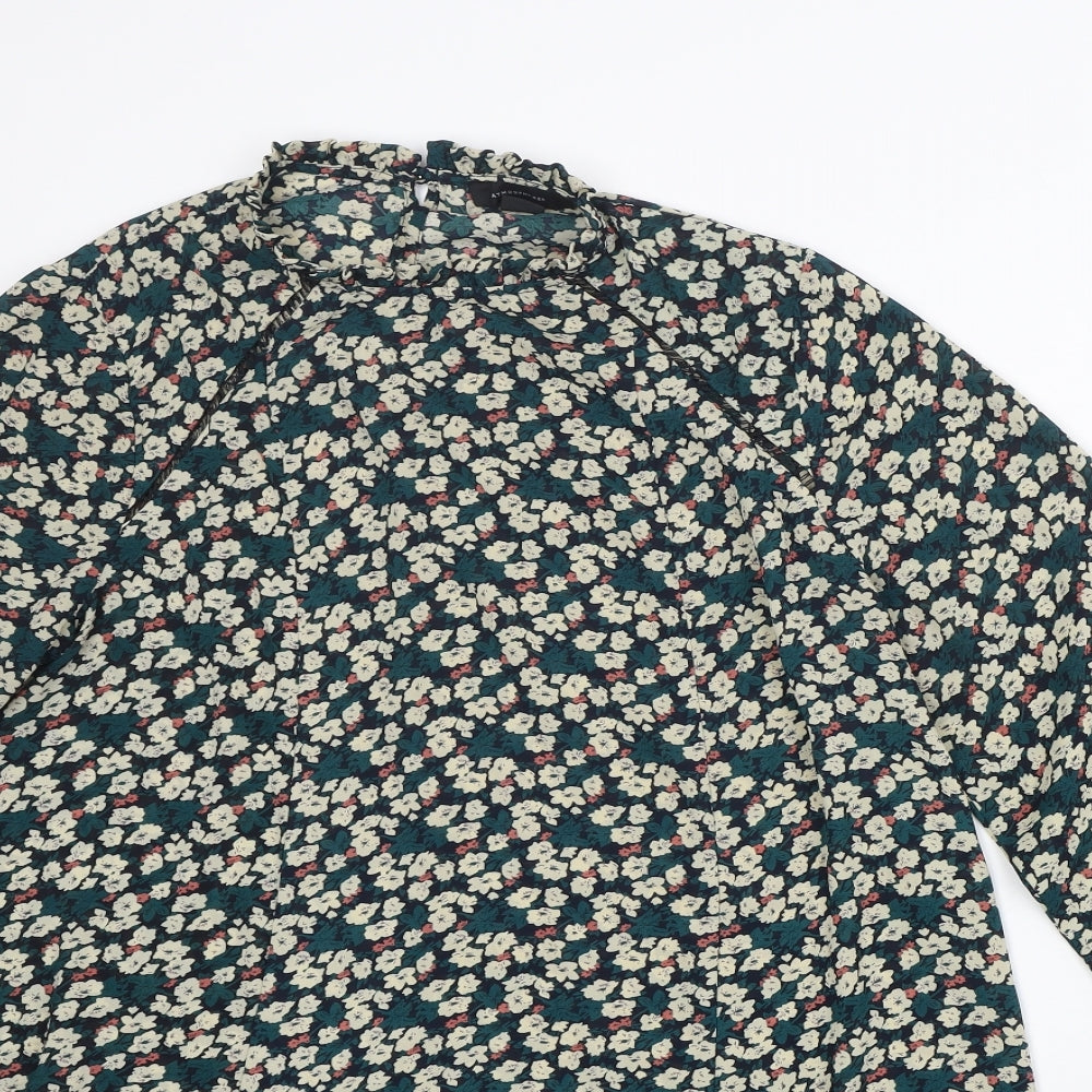 Atmosphere Womens Green Floral Polyester A-Line  Size 16  Round Neck Button