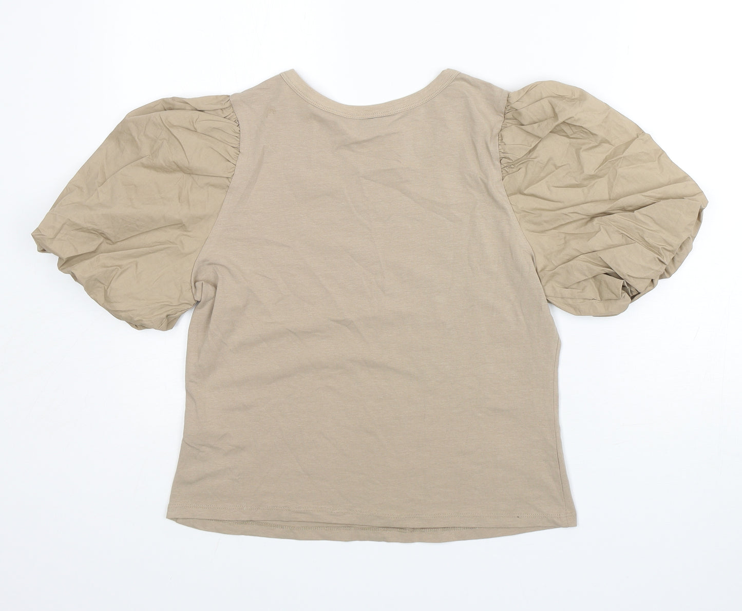 H&M Womens Brown  Cotton Basic T-Shirt Size M Crew Neck - Stylish arms