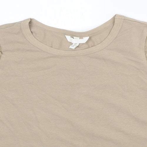 H&M Womens Brown  Cotton Basic T-Shirt Size M Crew Neck - Stylish arms