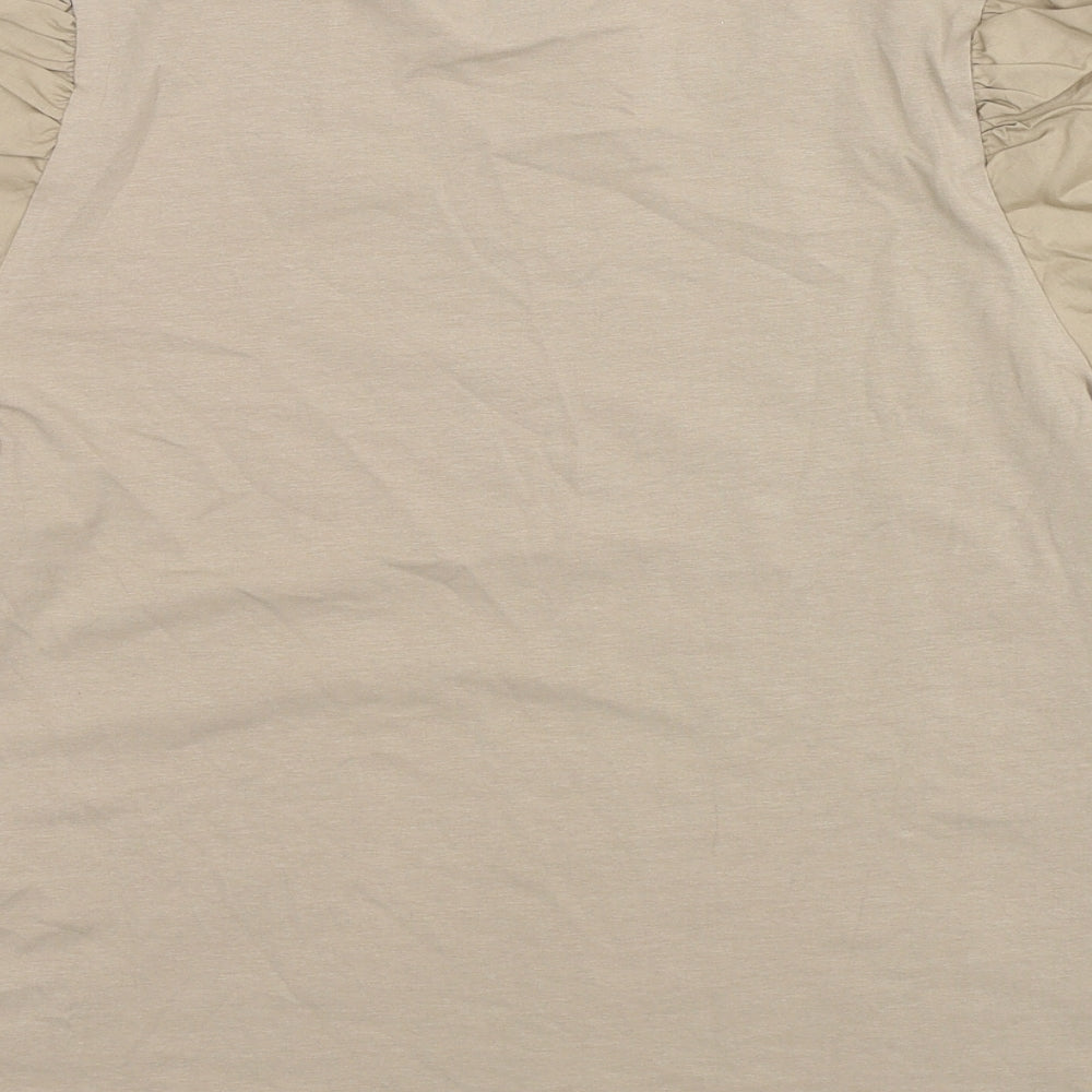 H&M Womens Brown  Cotton Basic T-Shirt Size M Crew Neck - Stylish arms