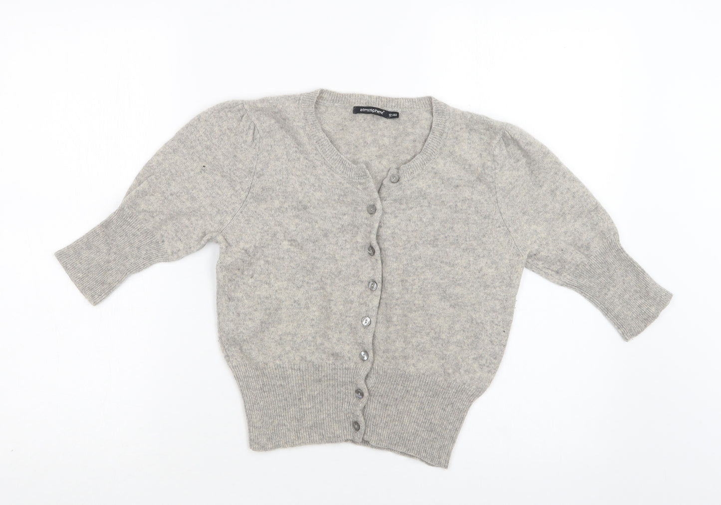 Primark Womens Grey Round Neck  Cashmere Cardigan Jumper Size 12