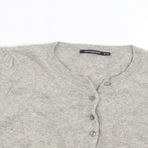 Primark Womens Grey Round Neck  Cashmere Cardigan Jumper Size 12