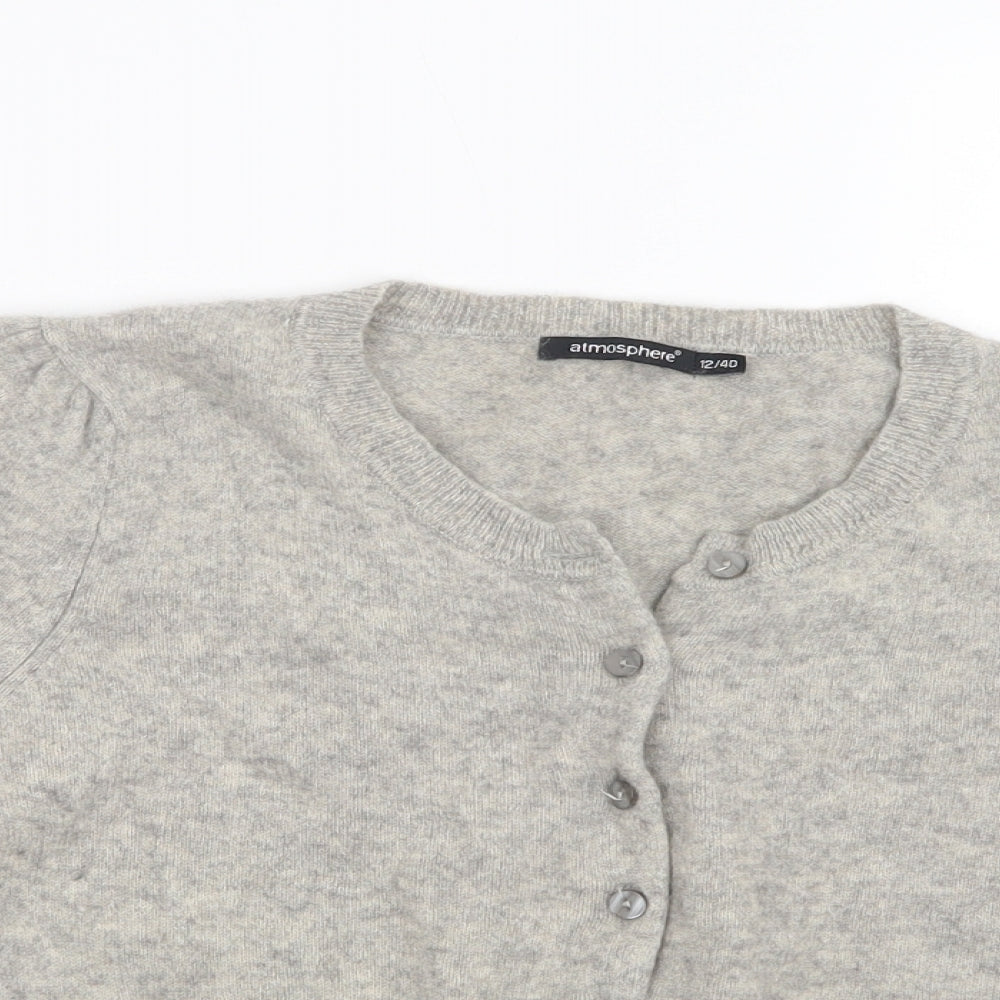 Primark Womens Grey Round Neck  Cashmere Cardigan Jumper Size 12