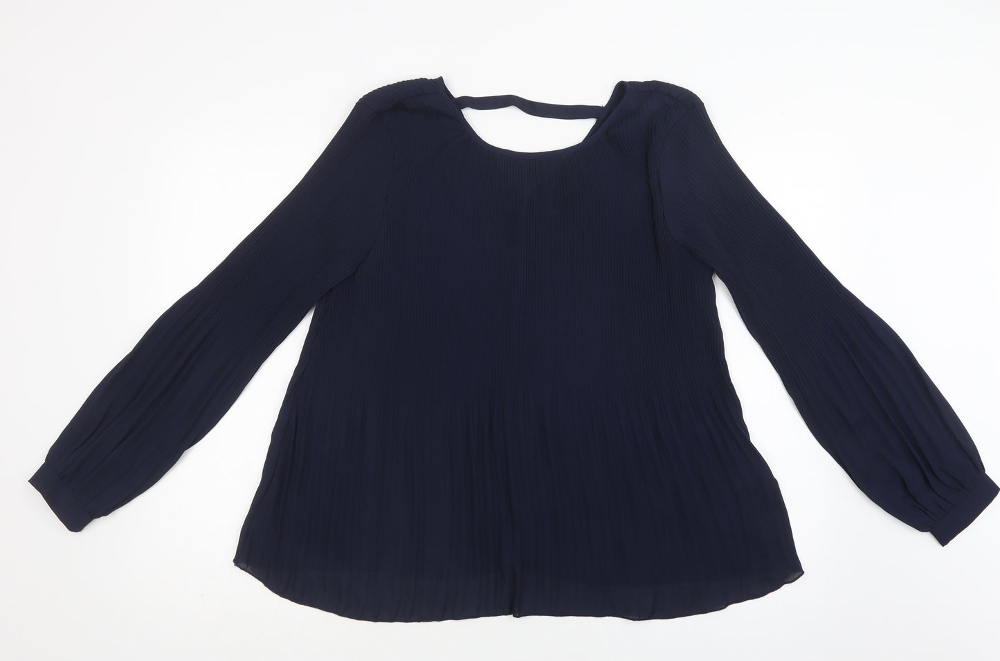 ICHI Womens Blue  Polyester Basic Blouse Size M Round Neck