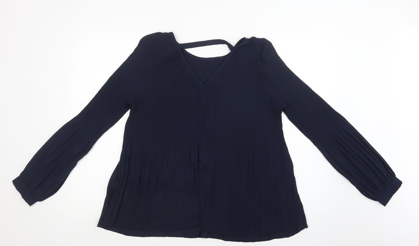 ICHI Womens Blue  Polyester Basic Blouse Size M Round Neck