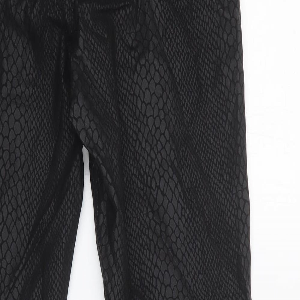 M&S Womens Black Animal Print Viscose Jegging Trousers Size 14 L32 in Regular