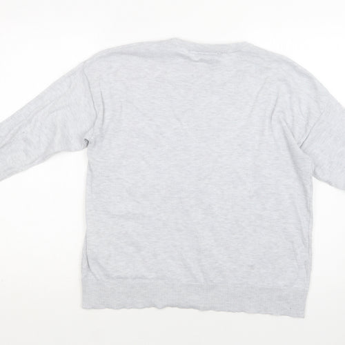 New Look Womens Grey Crew Neck  Polyester Pullover Jumper Size M