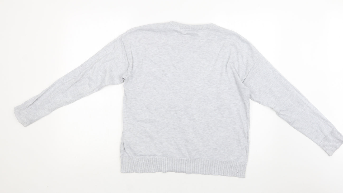 New Look Womens Grey Crew Neck  Polyester Pullover Jumper Size M