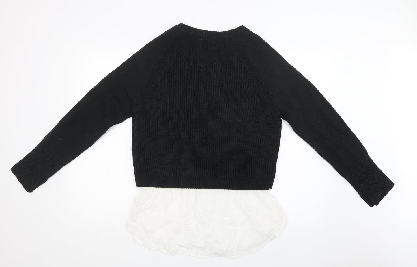 Real Clothing Womens Black Crew Neck  Acrylic Pullover Jumper Size L