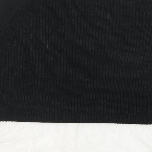 Real Clothing Womens Black Crew Neck  Acrylic Pullover Jumper Size L