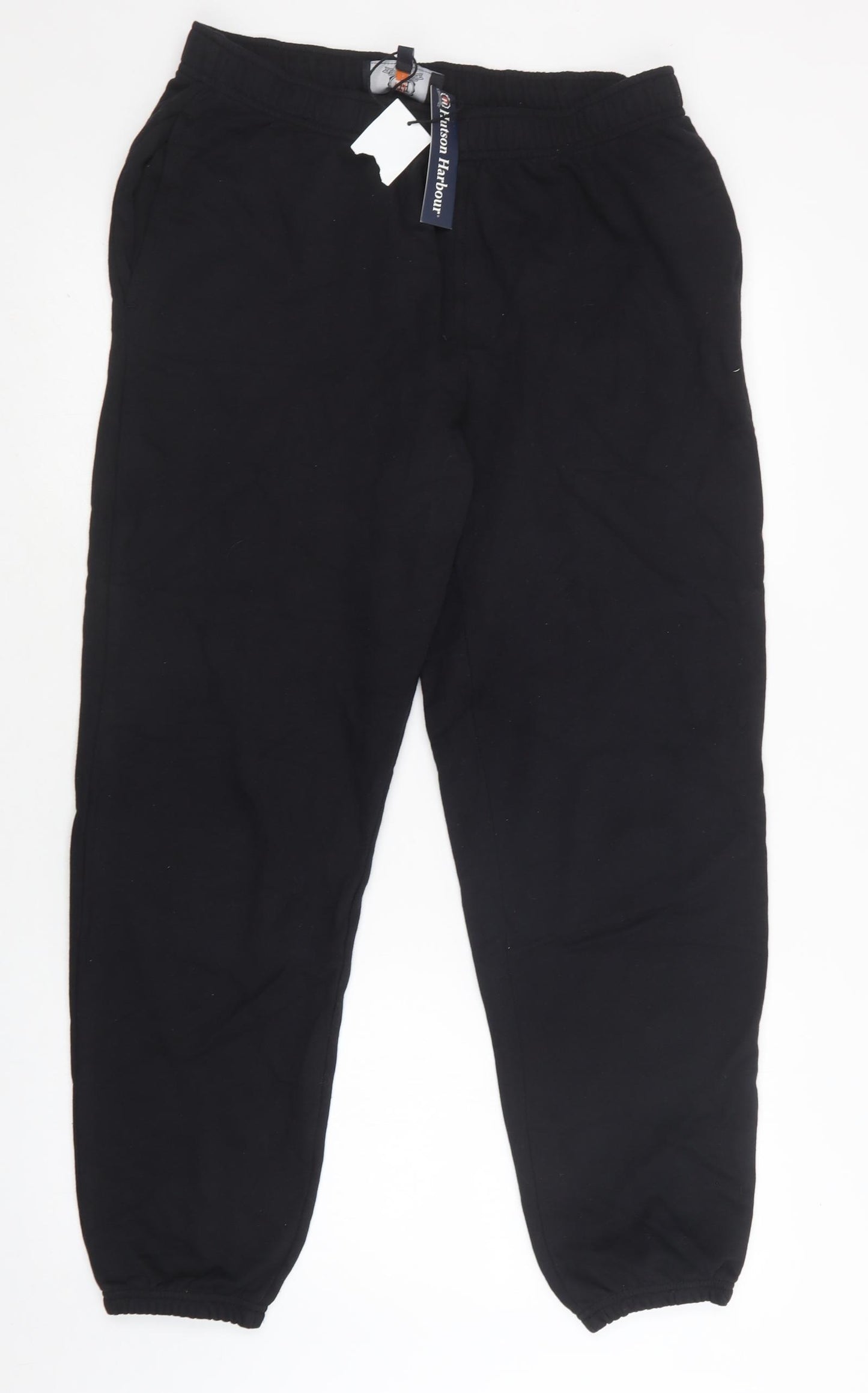 Hutson Harbour Womens Black  Cotton Jogger Trousers Size L L29 in Regular Drawstring