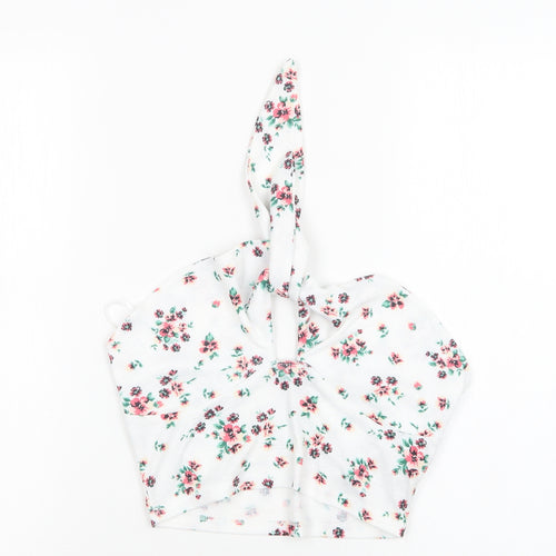 SheIn Womens White Floral Polyester Cropped Tank Size M Halter