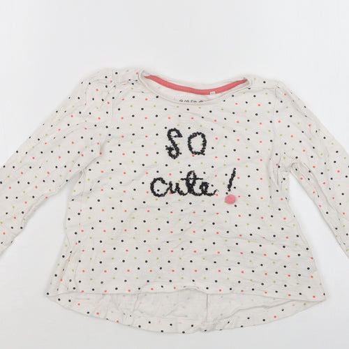 TU Baby White Polka Dot Cotton Basic Blouse Size 18-24 Months Crew Neck  - So Cute