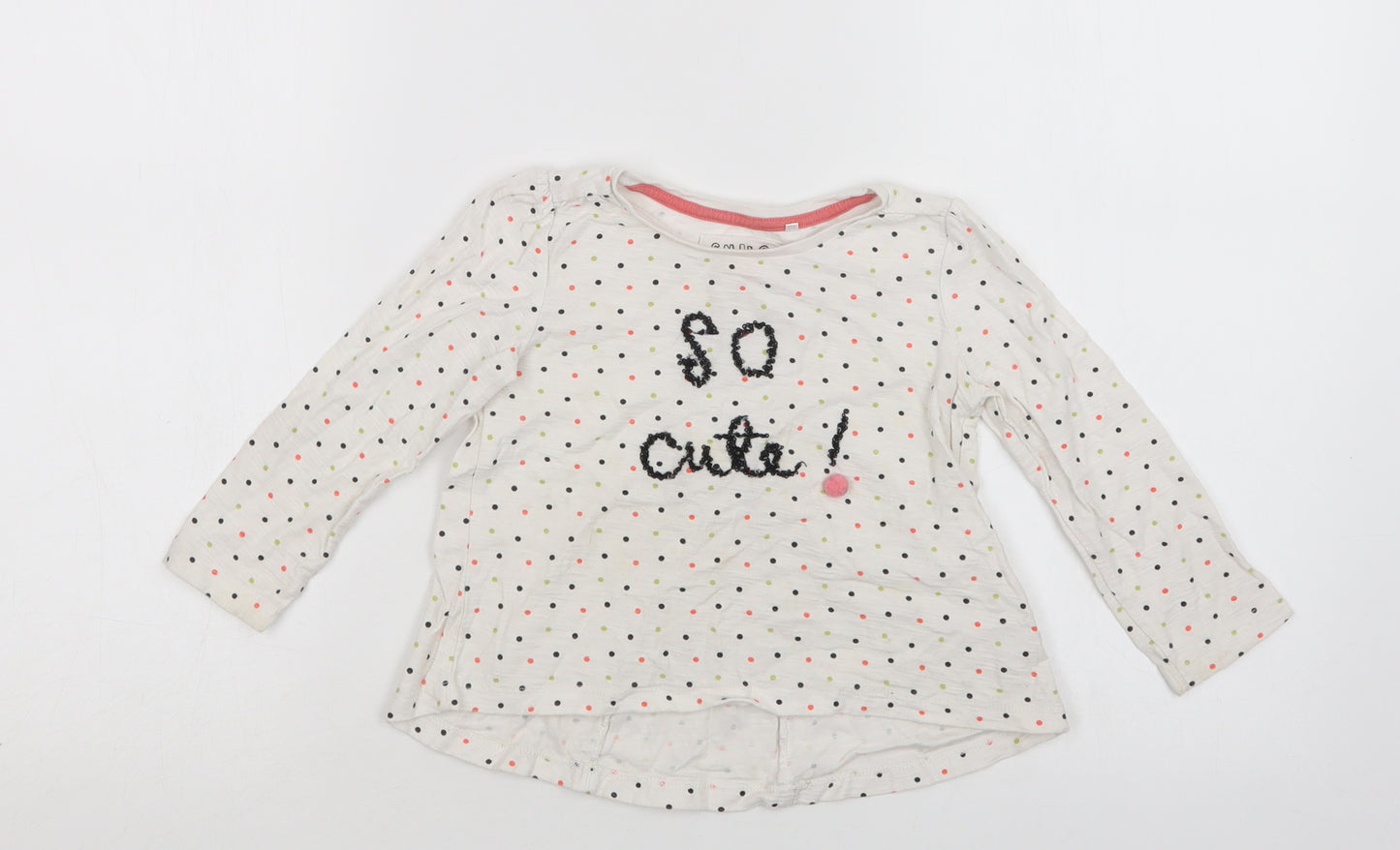 TU Baby White Polka Dot Cotton Basic Blouse Size 18-24 Months Crew Neck  - So Cute