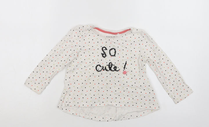 TU Baby White Polka Dot Cotton Basic Blouse Size 18-24 Months Crew Neck  - So Cute