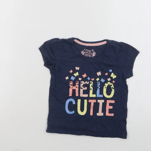 Primark Baby Blue  Cotton Basic T-Shirt Size 18-24 Months Crew Neck  - Hello Cutie