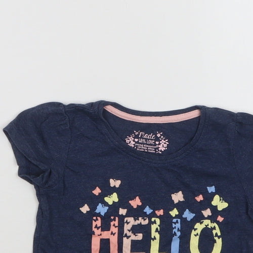 Primark Baby Blue  Cotton Basic T-Shirt Size 18-24 Months Crew Neck  - Hello Cutie