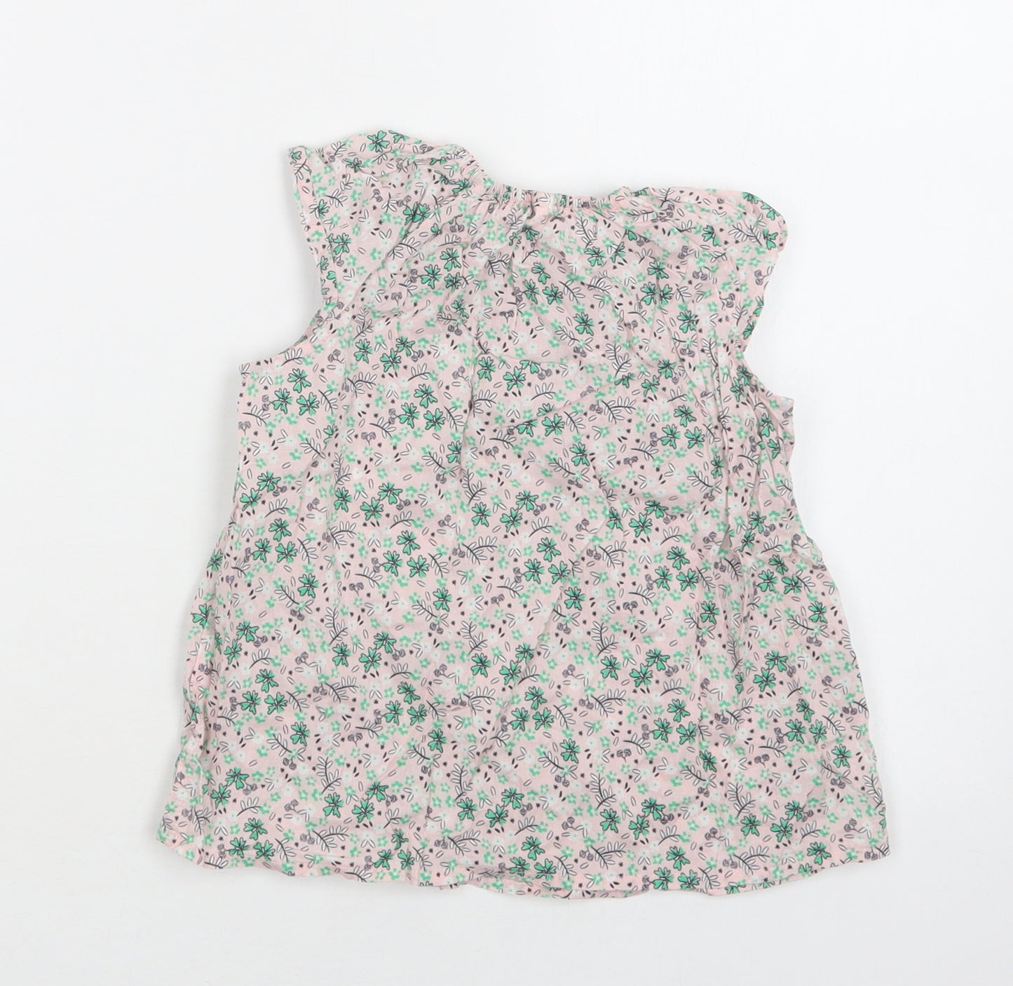 H&M Baby Pink Floral Cotton Basic Blouse Size 18-24 Months Round Neck