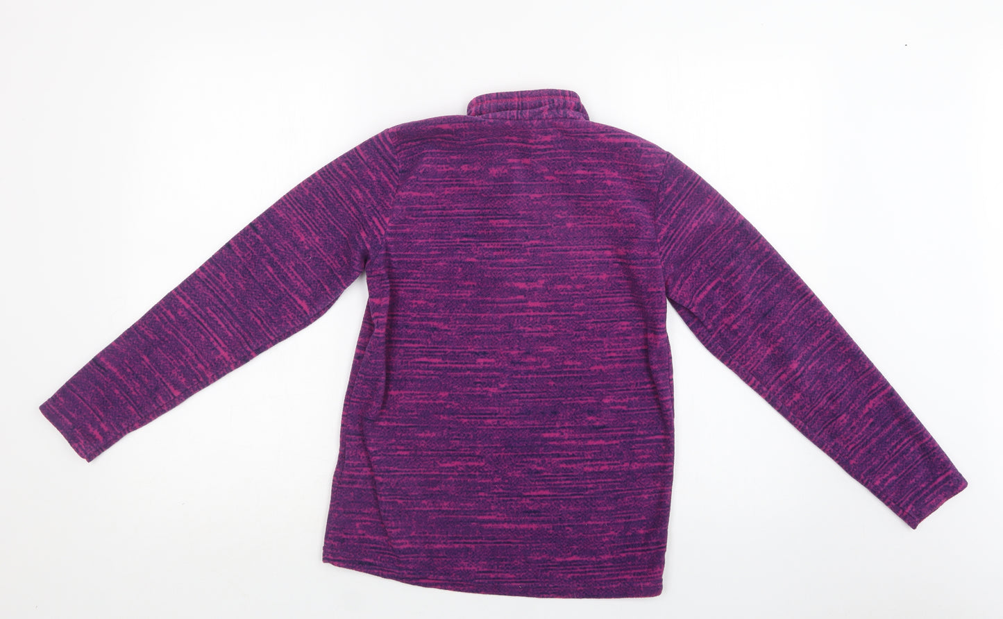 DECATHLON Girls Purple Striped Polyester Henley Sweatshirt Size 12 Years  Zip