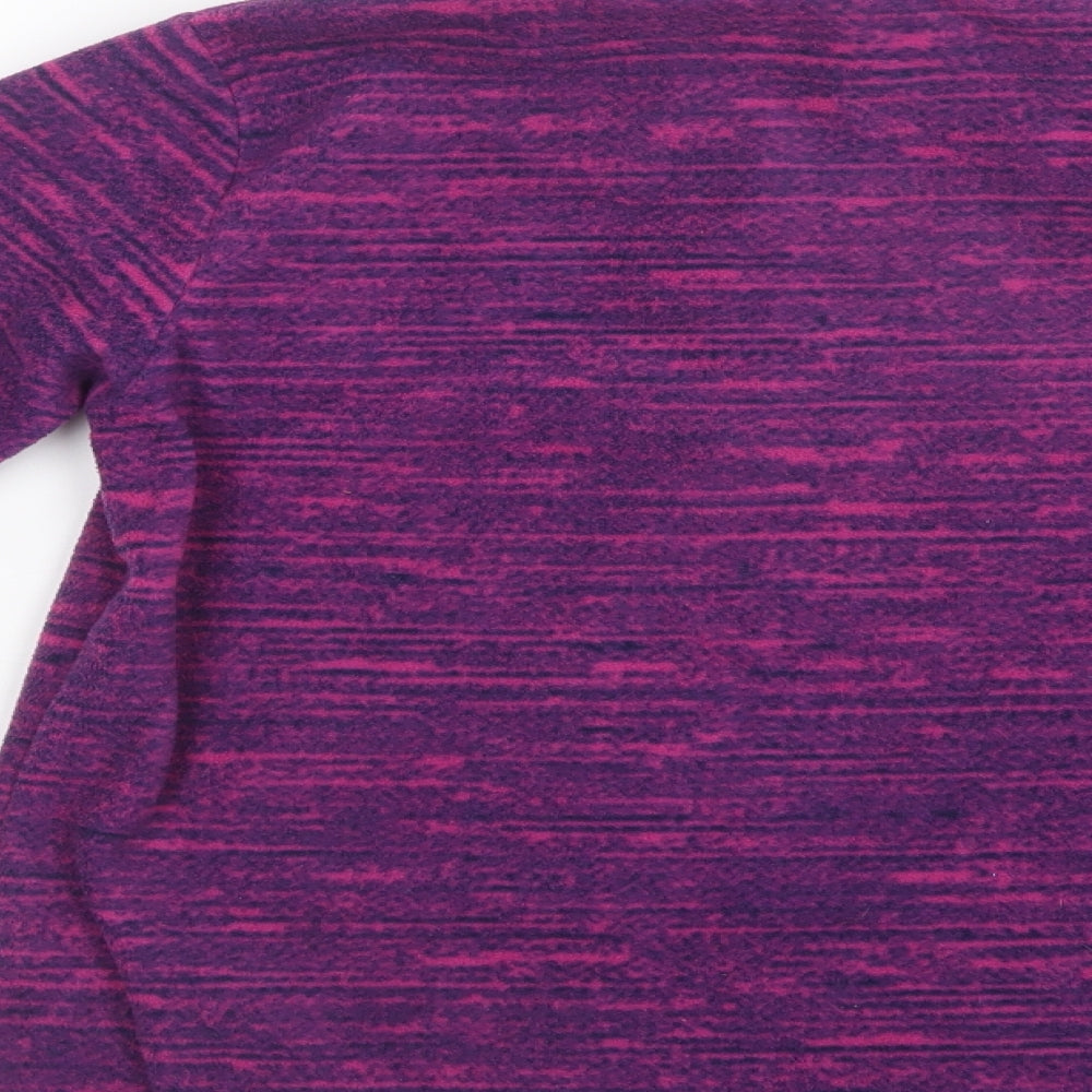 DECATHLON Girls Purple Striped Polyester Henley Sweatshirt Size 12 Years  Zip