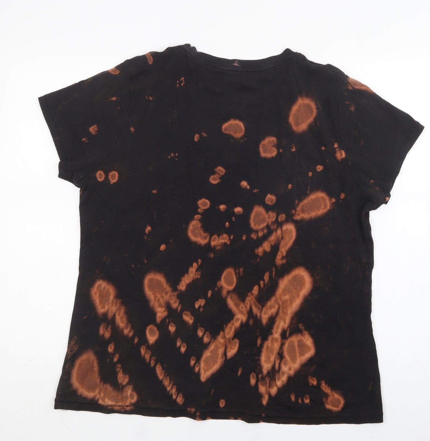 TU Womens Black Geometric Cotton Basic T-Shirt Size 22 Crew Neck