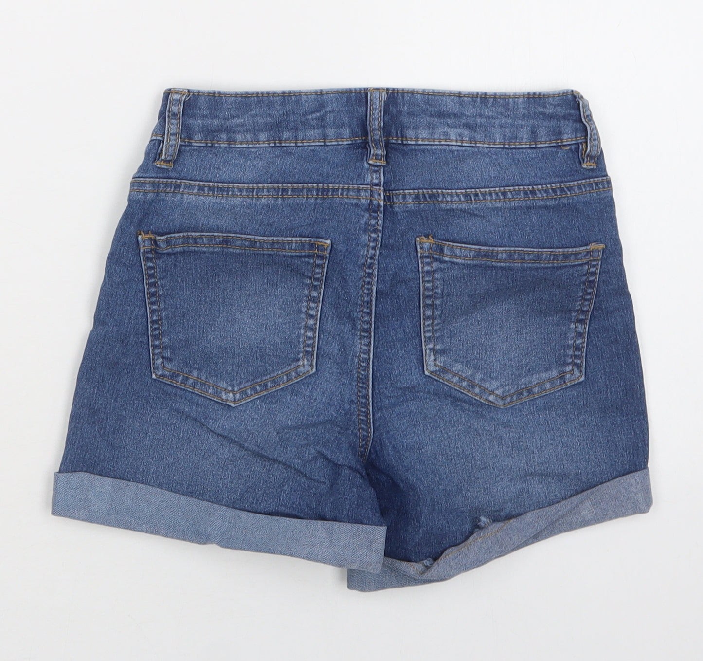 Primark Womens Blue  Cotton Hot Pants Shorts Size 4 L4 in Regular Button