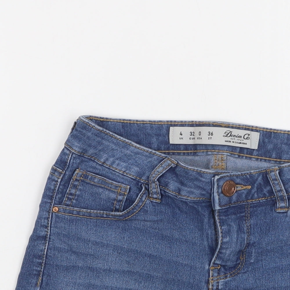 Primark Womens Blue  Cotton Hot Pants Shorts Size 4 L4 in Regular Button
