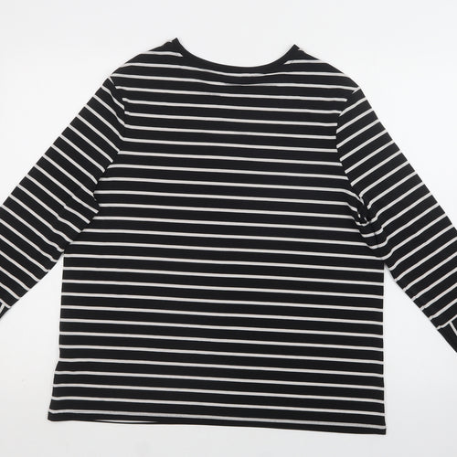 Autograph Womens Black Striped Polyester Basic Blouse Size 16 Crew Neck