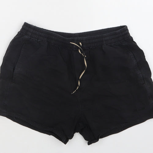 Hammer Womens Black  Cotton Sweat Shorts Size S L4 in Regular Drawstring