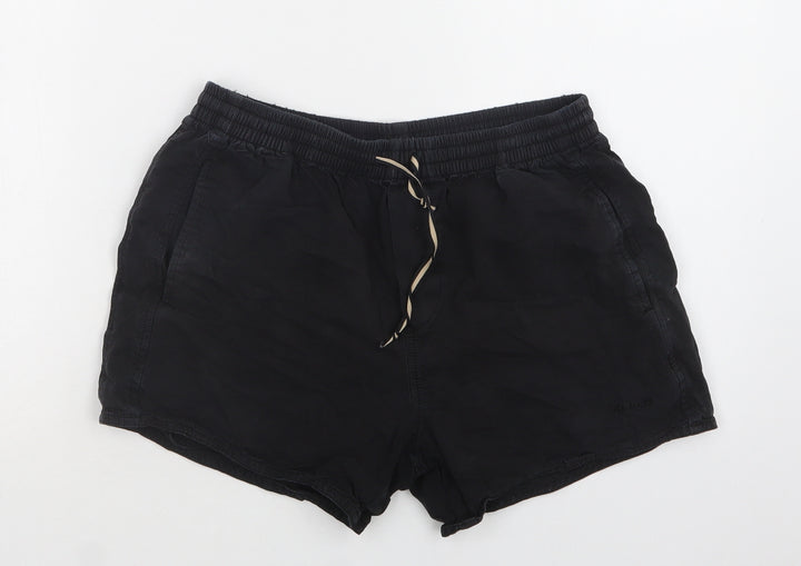 Hammer Womens Black Cotton Sweat Shorts Size S L4 in Regular Drawstring