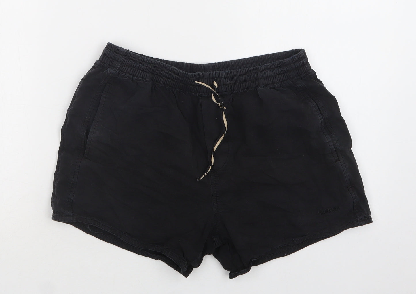Hammer Womens Black  Cotton Sweat Shorts Size S L4 in Regular Drawstring