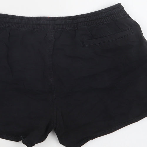 Hammer Womens Black  Cotton Sweat Shorts Size S L4 in Regular Drawstring