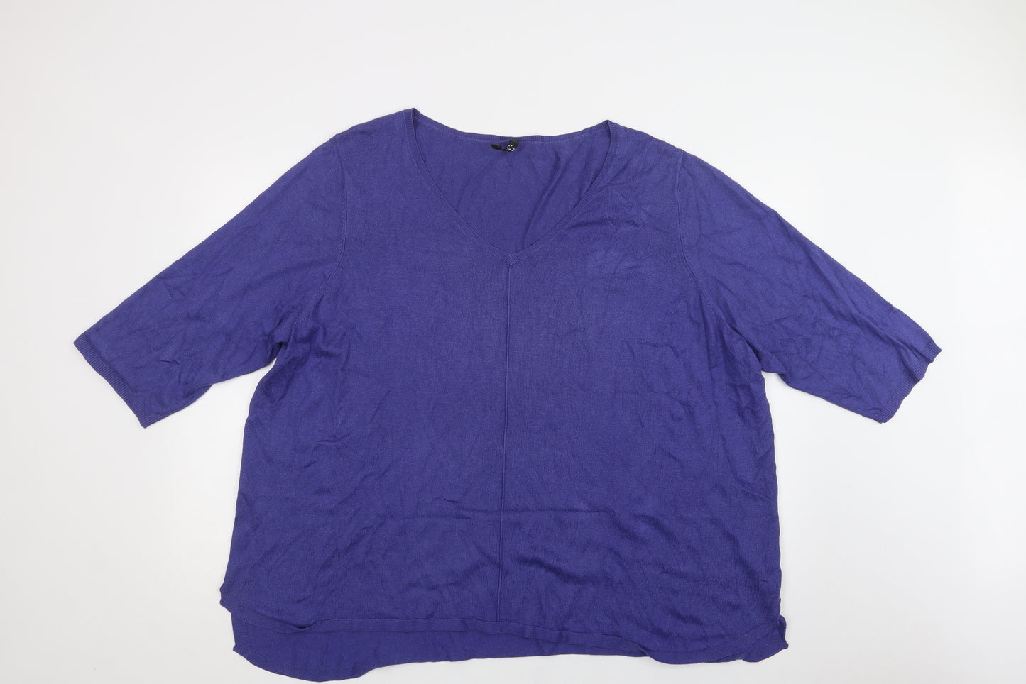 Preworn Womens Purple  Viscose Basic Blouse Size 30 V-Neck