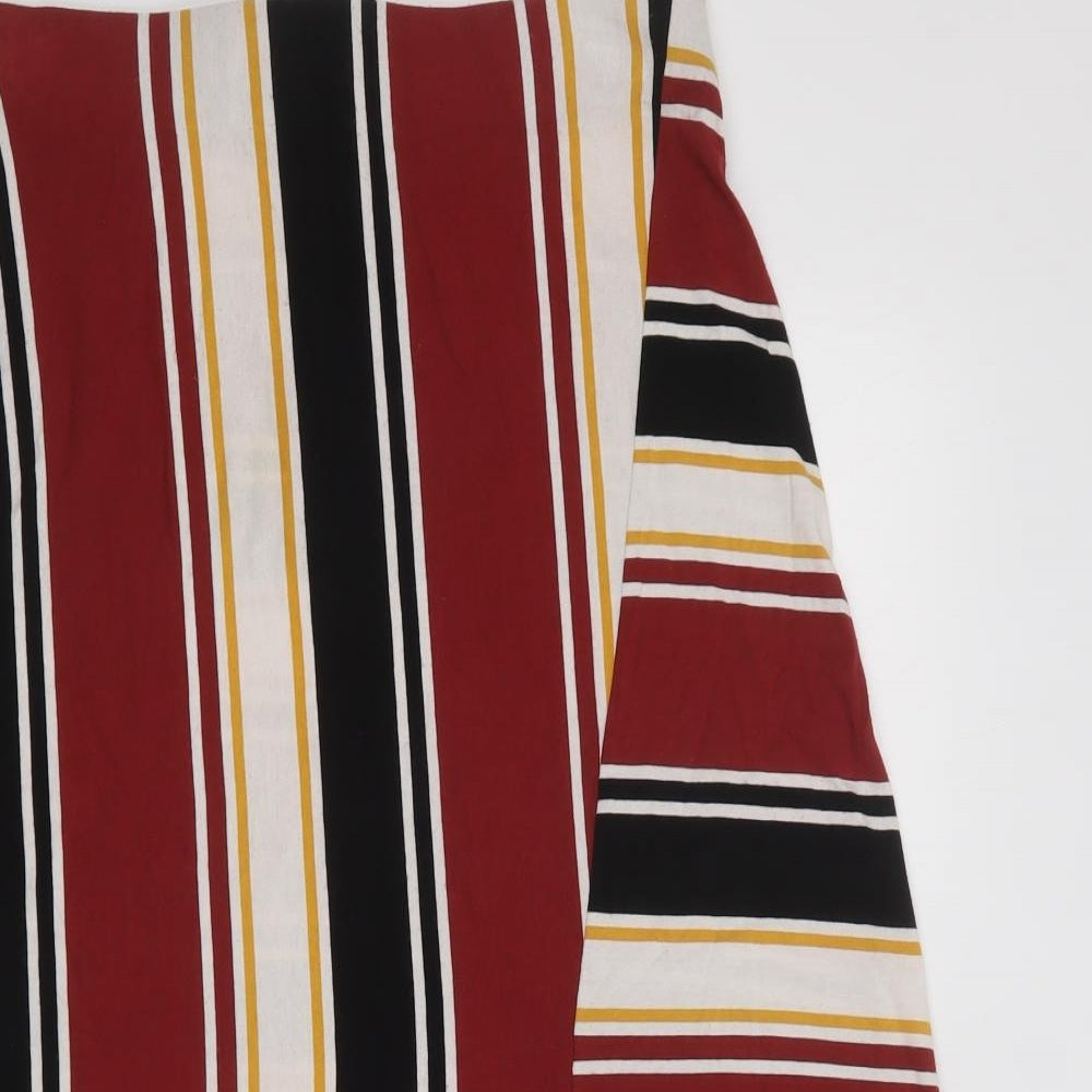 F&F Womens Multicoloured Striped Viscose A-Line Skirt Size 10