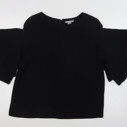H&M Womens Black  Polyester Basic Blouse Size S Round Neck